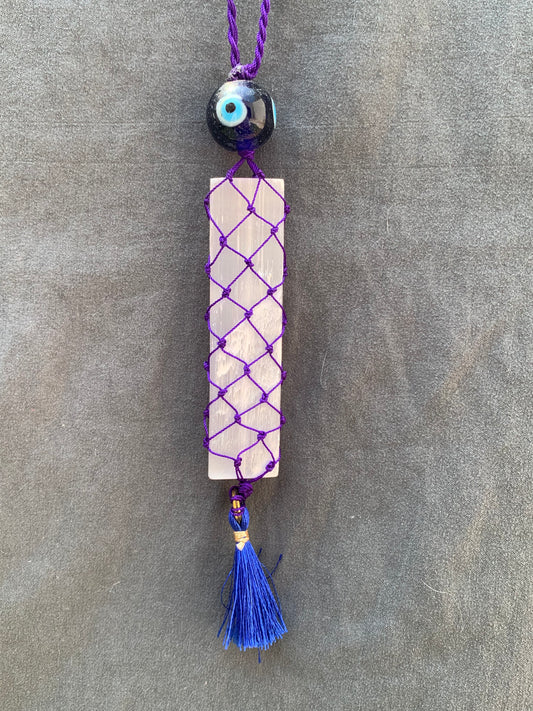 Selenite Evil Eye Car Hanging