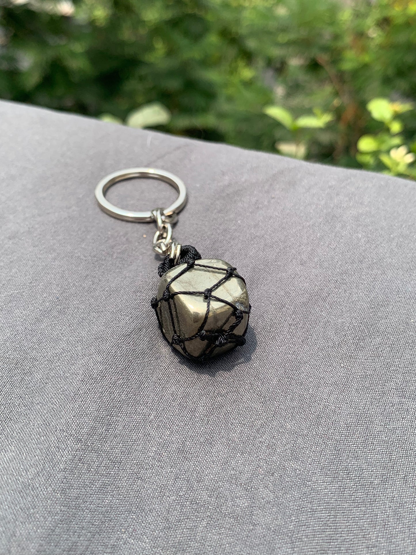 Natural pyrite Money keychain