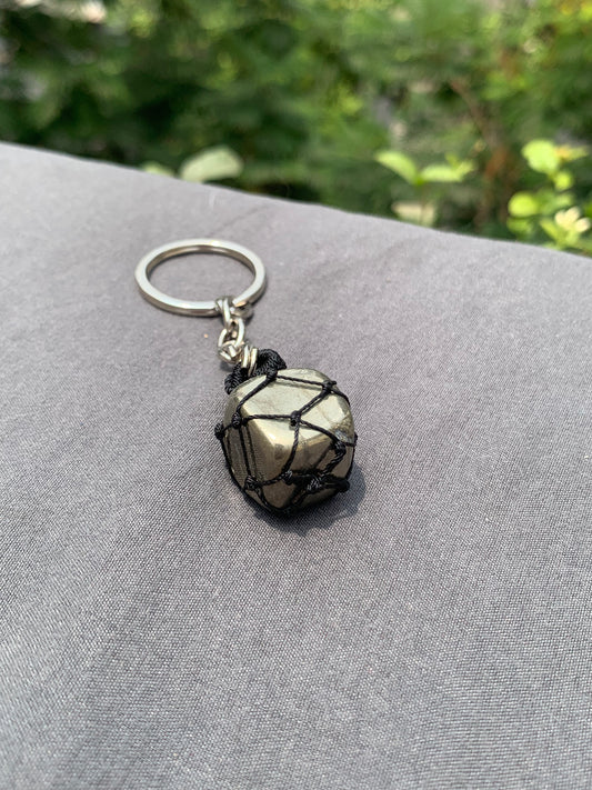 Natural pyrite Money keychain