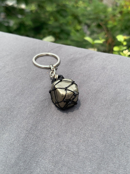 Natural pyrite Money keychain