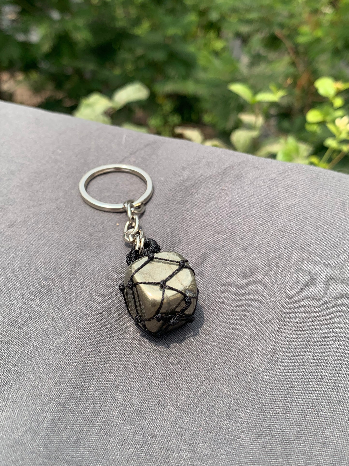 Natural pyrite Money keychain
