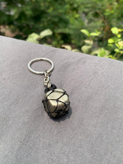 Natural pyrite Money keychain
