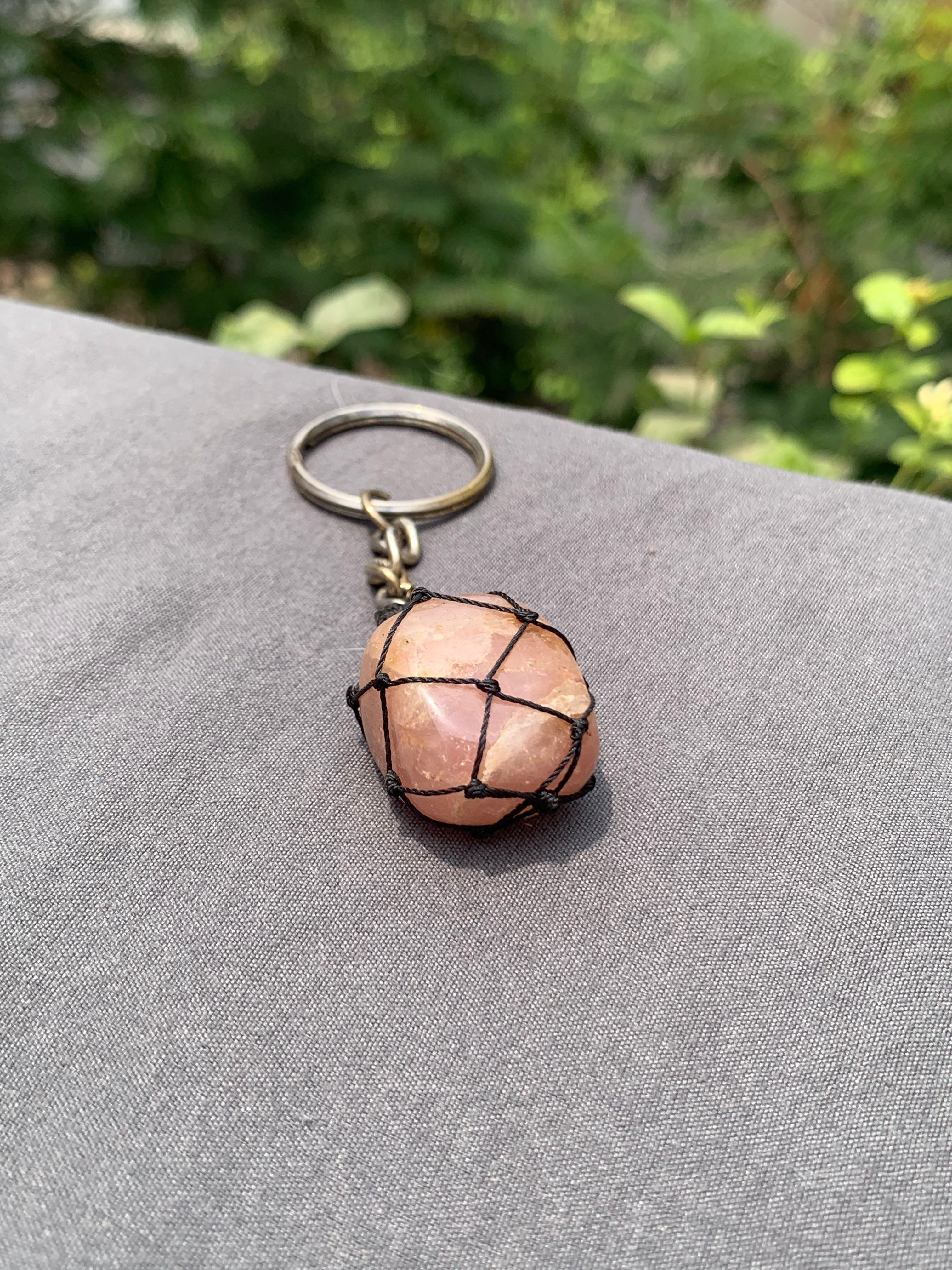 Rose quartz keychain