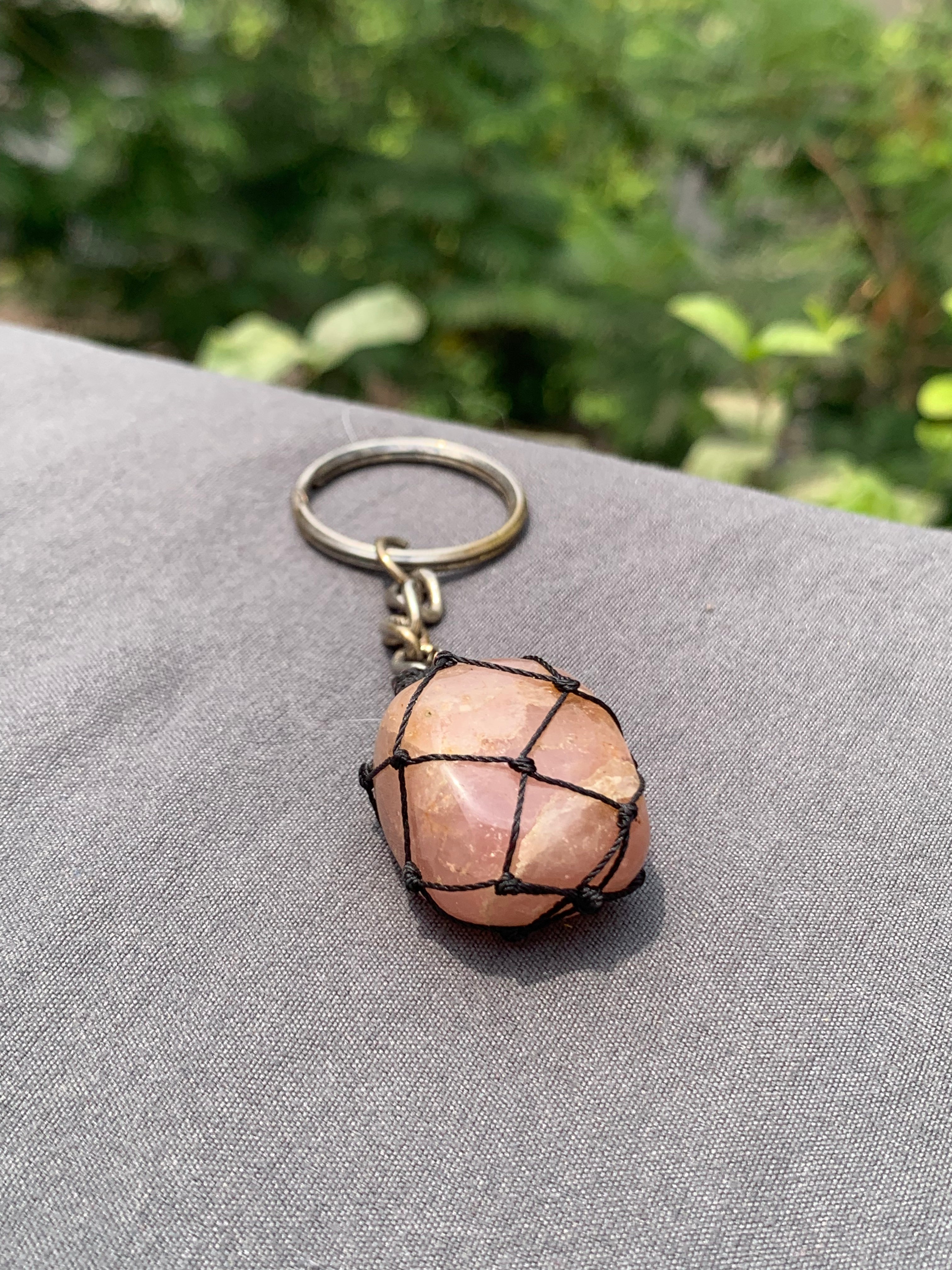 Rose quartz keychain