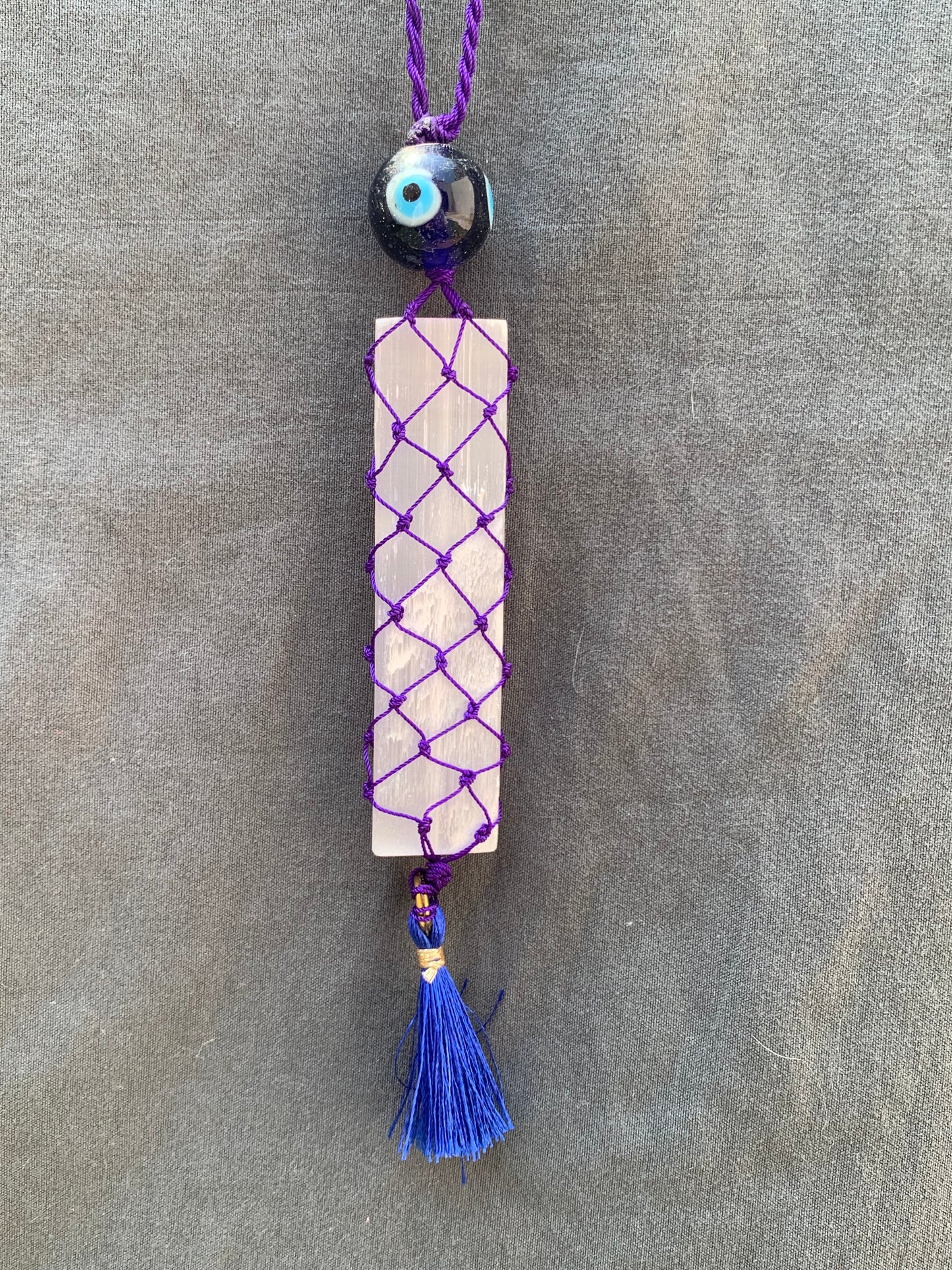 Selenite Evil Eye Car Hanging