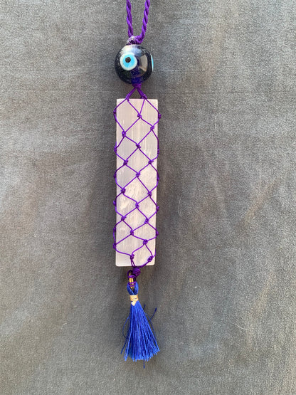 Selenite Evil Eye Car Hanging