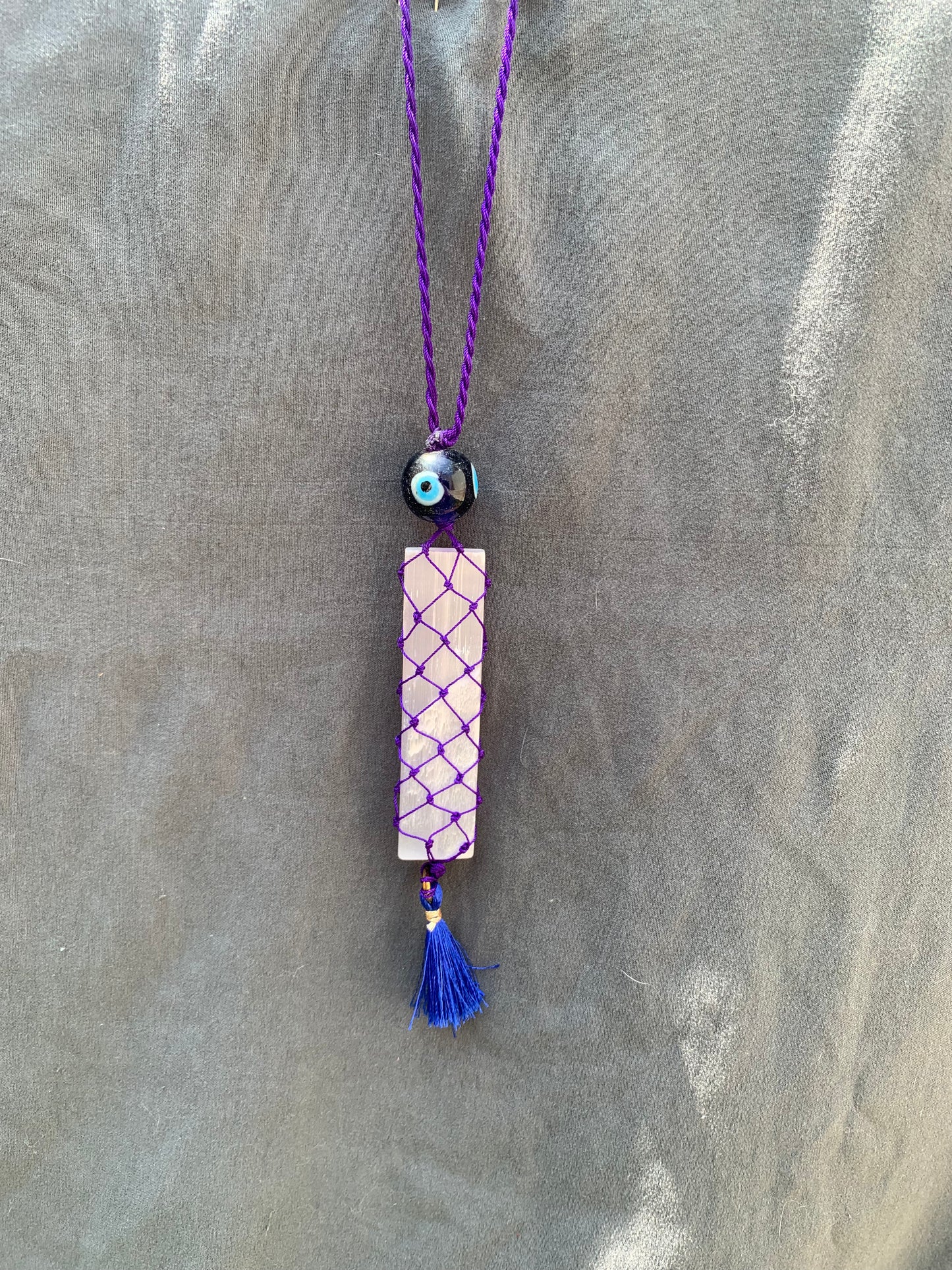 Selenite Evil Eye Car Hanging