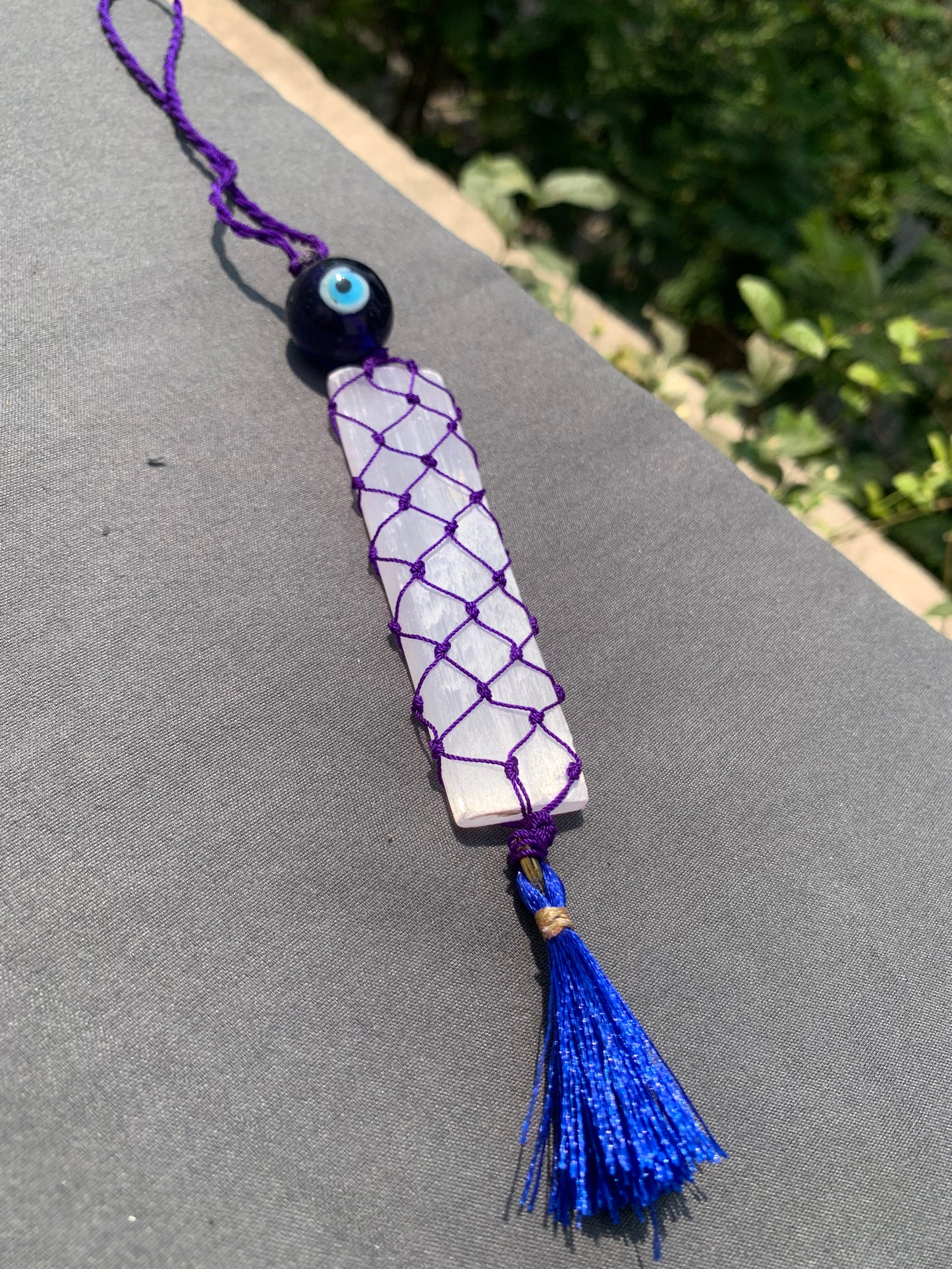 Selenite Evil Eye Car Hanging