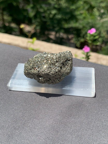 Raw pyrite with salanite charging plate